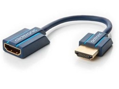 CLICKTRONIC kabel HDMI-HDMI, M/F, prodlužovací, 0,1m, modrý (CLICK70700)
