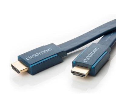 CLICKTRONIC kabel HDMI-HDMI, M/M, propojovací, 1m, modrý, plochý (CLICK70312)