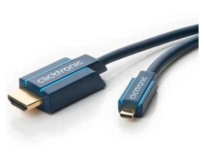 CLICKTRONIC kabel HDMI-HDMI micro, M/M, propojovací, 1m, modrý (CLICK70326)