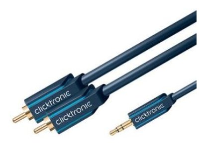 CLICKTRONIC kabel Jack 3.5-2xCINCH, M/M, propojovací, 7,5m, modrý (CLICK70470)