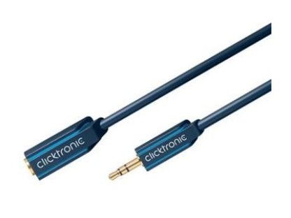 CLICKTRONIC kabel Jack 3.5-Jack 3.5, M/F, prodlužovací, 3m, modrý (CLICK70488)