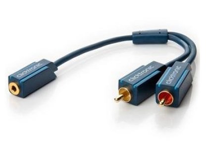 CLICKTRONIC redukce Jack 3.5mm-2xCinch, F/2xM, 0,1m (CLICK70493)