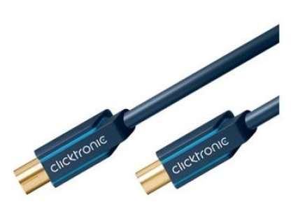 CLICKTRONIC TV kabel, IEC-IEC, M/F, 7,5m, modrý, 75 Ohm (CLICK70404)