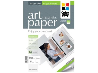COLORWAY fotopapír ART glossy "magnetic" 690g/m2, A4 / 5kusu (PGA690005MA4)