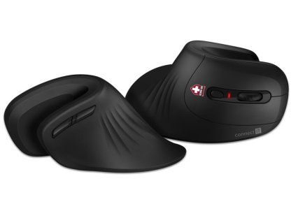 CONNECT IT FOR HEALTH ergonomická vertikální myš, (+ 1x AA baterie zdarma), bezdrátová, černá (CMO-2900-BK)
