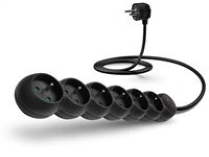 CONNECT IT prodlužovací kabel 230V, 6 zásuvek, 5m, s vypínačem, černá (CES-1015-BK)