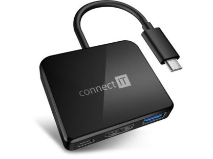 CONNECT IT USB-C hub, 3v1 (USB-C,USB-A,HDMI), externí, černý (CHU-7050-BK)