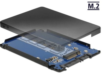 DELOCK 2.5” konvertor SATA 22 Pin > M.2 NGFF s pouzdrem (62688)