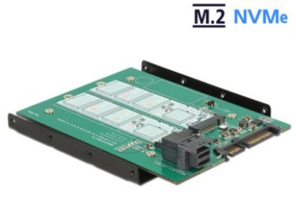 Delock 3.5” Prevodník SATA 22 pin / SFF-8643 NVMe > 1 x M.2 NGFF Key M + 1 x M.2 NGFF Key B