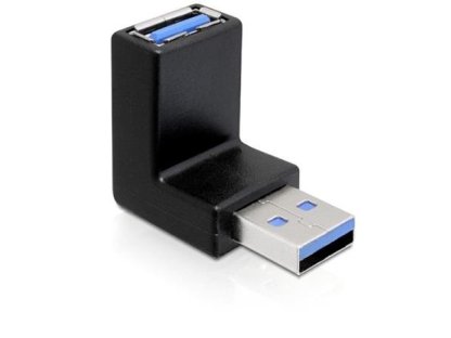 DeLock adaptér USB 3.0 samec - USB 3.0 samice pod úhlem 270° vertikálně (65340)