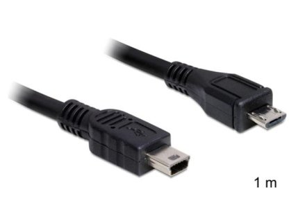 DELOCK Cable USB 2.0 micro-B male > USB mini male 1 m (83177)