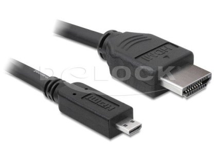 DELOCK kabel HDMI-HDMI micro D, M/M, propojovací, 1m, černý (82661)