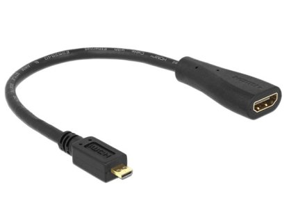 DELOCK kabel HDMI-HDMI micro, F/M, 0,23m, černý (65391)