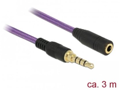 DELOCK kabel Jack-Jack 4pin, M/F, prodlužovací, 3m, fialový (85625)