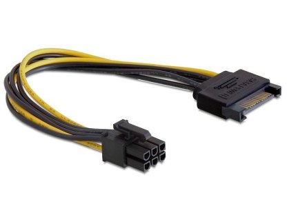DELOCK kabel napájecí SATA 15pin-6pin PCI Express, M/M, 0,21m (82924)