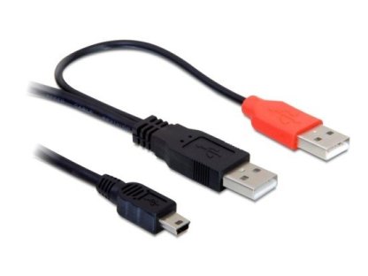DELOCK kabel USB 2.0, A+A-B mini, M+M/M, propojovací, 1m (82447)