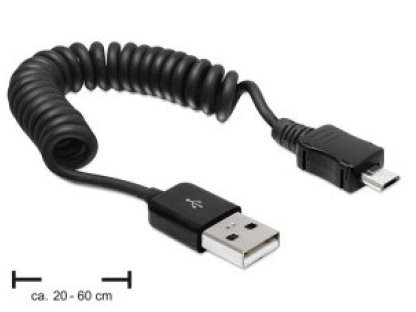 DELOCK kabel USB 2.0, A-B micro, M/M, propojovací, 0,6m, černý, kroucený (83162)