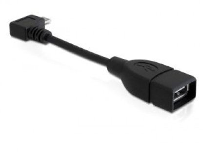 DELOCK kabel USB 2.0, A-B micro pravoúhlý, F/M, propojovací, 0,11m, černý, OTG (83104)