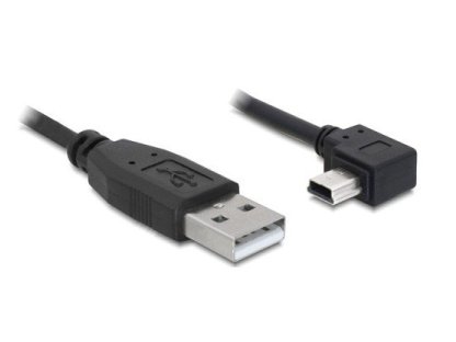 DELOCK kabel USB 2.0, A-B mini pravoúhlý, M/M, propojovací, 2m, černý (82682)