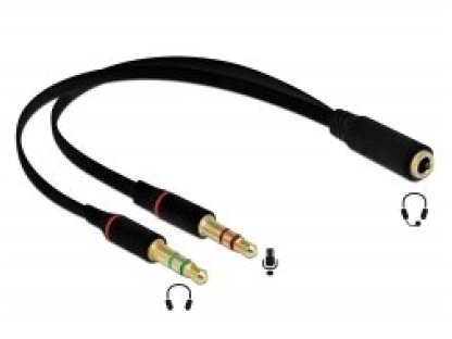 DELOCK redukce Jack 3.5 4pin-2xJack 3.5 3pin, F/2xM (65967)