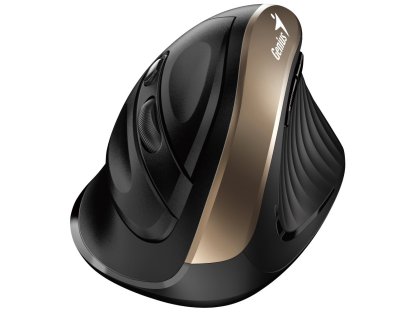 Genius Ergo 8250S - Vertikální/Optická/Pro praváky/1 600 DPI/Bezdrátová USB/Černá-zlatá (31030031400)