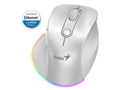 Genius Ergo 9000S Pro - Ergonomická/Optická/Pro praváky/2 400 DPI/USB+BT/Bílá (31030039400)