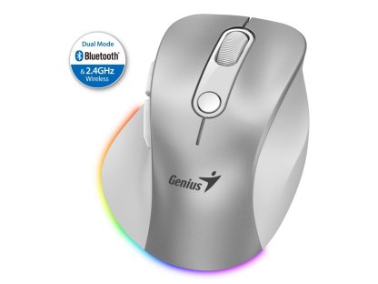 Genius Ergo 9000S Pro - Ergonomická/Optická/Pro praváky/2 400 DPI/USB+BT/Stříbrná (31030039402)