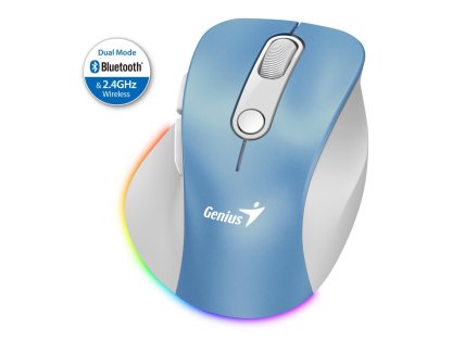 Genius Ergo 9000S Pro - Ergonomická/Optická/Pro praváky/2 400 DPI/USB+BT/Světle modrá (31030039401)