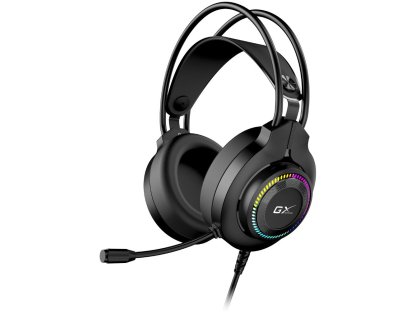 Genius GX GAMING HS-GX580U - Headset, herní, náhlavní, drátový, mikrofon, ovládání hlasitosti, RGB LED, USB, černý (31710028400)