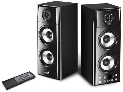 Genius SP-HF2800 BT, Reproduktory, 2.0, 60W, Bluetooth, TWS technologie, drevené, USB, dálkové ovládání, cerné