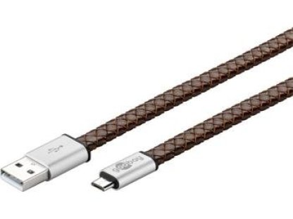 GOOBAY kabel USB 2.0, A-B micro, M/M, propojovací, 1m, kožený (ku2m1fleather)