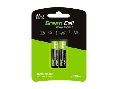 GREEN Cell Rechargeable Batteries 2x AA HR6 2000mAh (GR06)