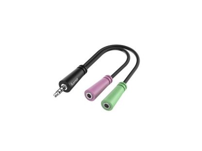 HAMA redukce headset 2x jack 3,5 mm na jack 4pól. vidlici (200352)