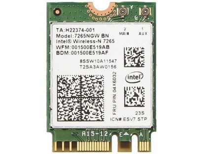 Intel Dual Band Wireless-AC 7265, 2x2 AC + BT, M.2