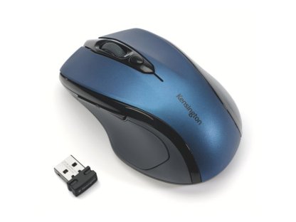 Kensington Pro Fit - Ergonomická/Optická/Pro praváky/1 600 DPI/Bezdrátová USB/Černá-modrá (K72421WW)