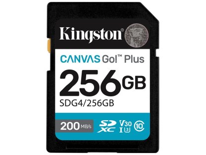 KINGSTON 256GB SDXC Canvas Go Plus Gen4 200MB/s C10 UHS-I U3 V30 (SDG4/256GB)