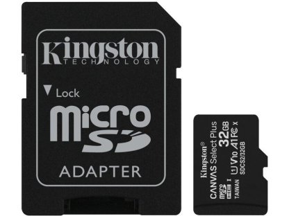 KINGSTON 32GB microSDHC CANVAS Plus Memory Card 100MB read - UHS-I class 10 Gen 3 (SDCS2/32GB)