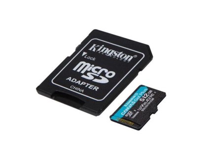 KINGSTON 512GB microSDHC Canvas Go! Plus 170R/100W U3 UHS-I V30 Card + SD Adapter