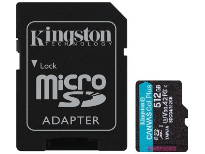 KINGSTON 512GB microSDXC Canvas Go Plus Gen4 200MB/s A2 U3 V30 Card + Adapter (SDCG4/512GB)
