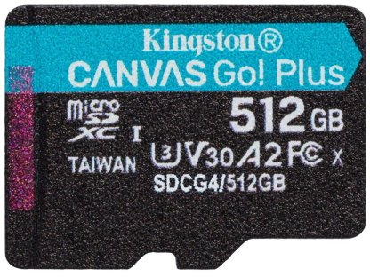 KINGSTON 512GB microSDXC Canvas Go Plus Gen4 200MB/s A2 U3 V30 Card bez adaptéru (SDCG4/512GBSP)