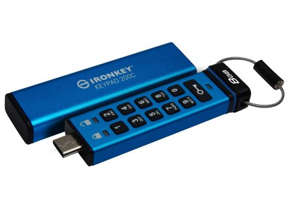 KINGSTON Ironkey Keypad 200C/8GB/USB 3.0/USB-C/Modrá (IKKP200C/8GB)