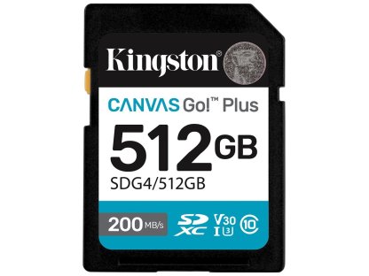 KINGSTON paměťová karta 512GB SDXC Canvas Go Plus Gen4 C10 UHS-I U3 (SDG4/512GB)
