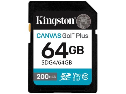 KINGSTON paměťová karta 64GB microSDXC Canvas Go Plus Gen4 C10 UHS-I U3 (SDG4/64GB)