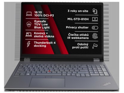 LENOVO ThinkPad P16 G2 - 16" 1920x1080 FHD, i7-14700HX, 32GB RAM, 1TB SSD, NVIDIA RTX 2000, W11 Pro, šedý (21FA004SCK)