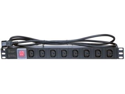 Masterlan 19" rozvodný panel 8xIEC, cerný, 2m, hliníkový (PDU-8IEC-MS)