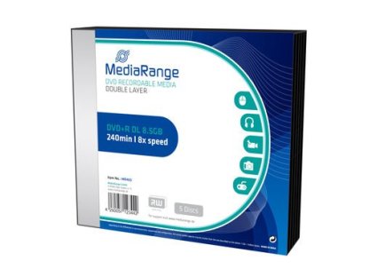 MEDIARANGE DVD+R 8,5GB 8x Dual Layer slimcase 5ks (MR465)