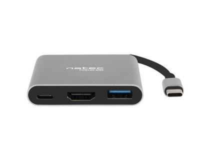 NATEC multifunkční adaptér Fowler MINI USB-C PD, USB 3.0, HDMI 4K (NMP-1607)