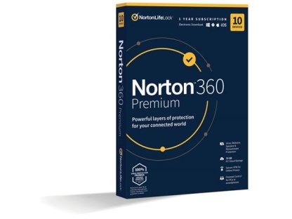 NORTON 360 PREMIUM 75GB +VPN 1 uživatel pro 10 zařízení na 1 rok ESD