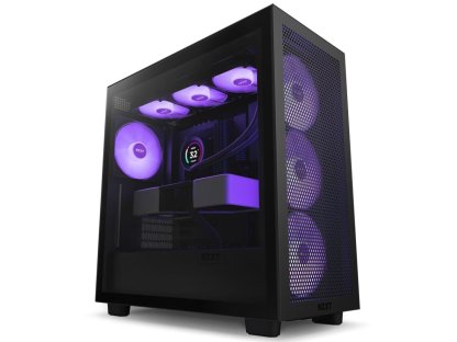NZXT skřín H7 Flow RGB edition - ATX, 3x 140 mm fan, USB-C, 2x USB, prosklená bočnice, mesh panel, RGB, černá (CM-H72FB-R1)