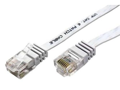 Patch kabel UTP cat 6, 3m plochý - bílý (95153)